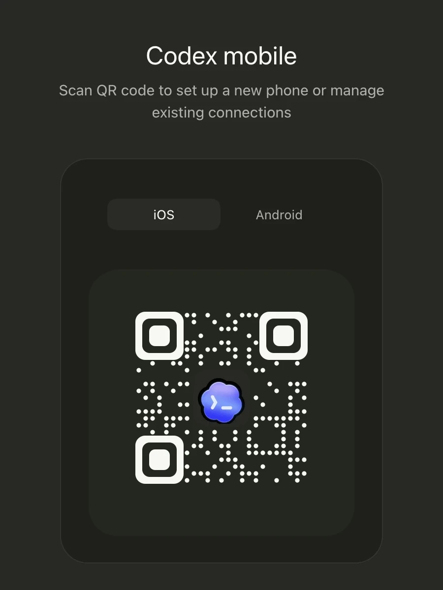 Codex mobile setup screen alongside the ChatGPT mobile Codex project list