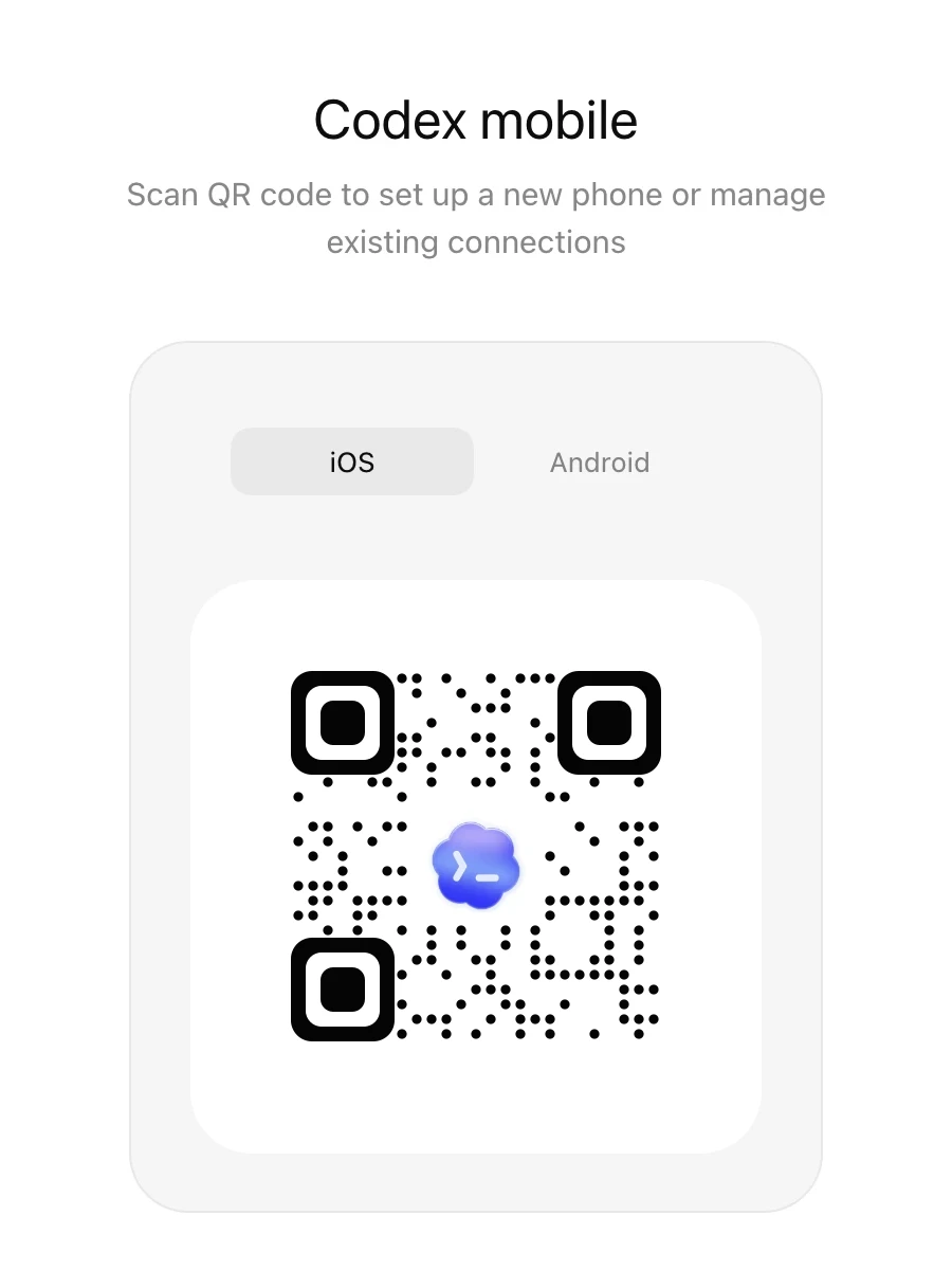 Codex mobile setup screen alongside the ChatGPT mobile Codex project list